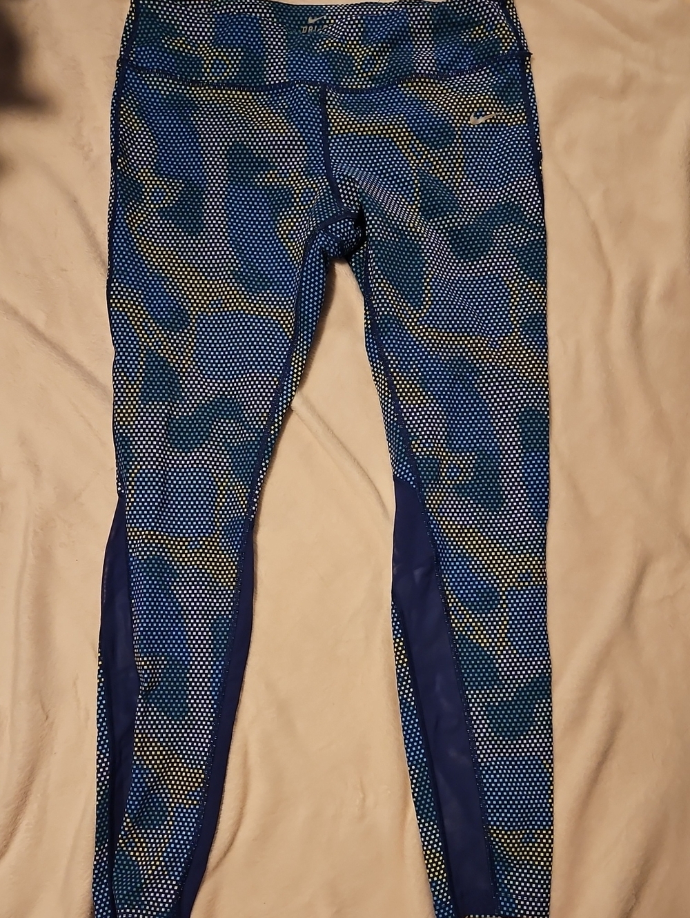 Blue Patterned Athletic Leggings